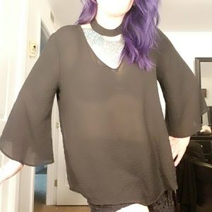 *sold* Choker and bell sleeve top